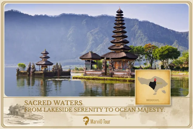 MarviO Tour Bedugul Sacred Waters cover - from lakeside serenity at Ulun Danu Beratan Temple to ocean majesty with MarviO Tour