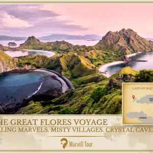 MarviO Tour Labuan Bajo Flores expedition cover - The Great Flores Voyage featuring sailing marvels, misty villages, and crystal caverns in East Nusa Tenggara