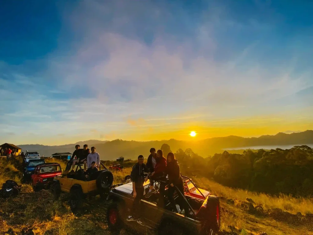Bali tourists enjoying an outdoor adventure at sunrise
