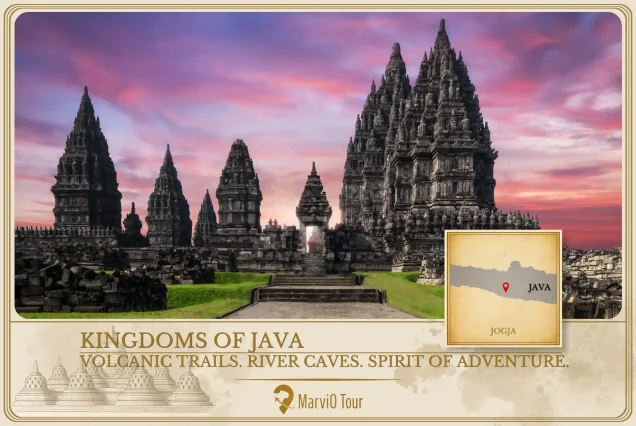 Java Jogja tour package cover - volcanic trails, river caves, adventure with MarviO Tour
